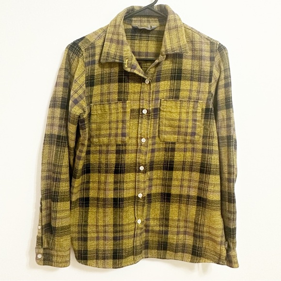 North Face 100% Cotton Flannel Button Down Size Small Yellow Plaid - Picture 1 of 8